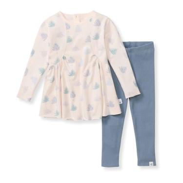 Imagem de Burt's Bees Baby Conjunto de blusa e calça para bebês meninas, conjunto de túnica e leggings, 100% algodão orgânico, Árvores geladas, 4 Anos