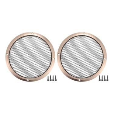 Imagem de ACROPIX Capa universal de grade de alto-falante de carro de 15 cm redonda de malha para alto-falante de áudio de 15,2 cm capa protetora de subwoofer com parafusos de montagem liga de alumínio de ferro