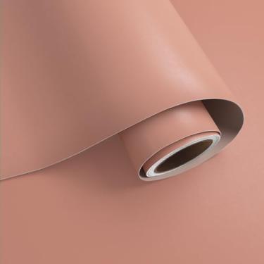 Imagem de VaryPaper Papel de parede rosa fosco rosa pêssego 39,9 cm x 800 cm papel de contato rosa blush para armários mesa impermeável removível rolo de papel de parede rosa para quarto de meninas berçário