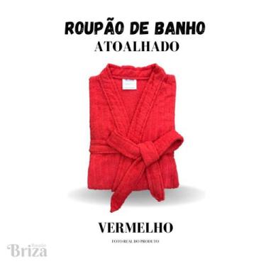 Imagem de Roupão de Banho Briza Atoalhado Feminino Adulto 100% Algodão Manga Cur