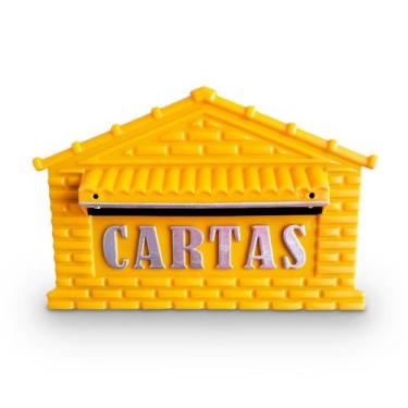 Imagem de Caixa Correio Pvc Colonial Amarela Grade Ou Embutir N04 - REAL CAIXAS
