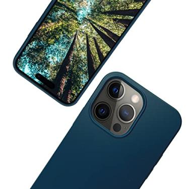 Imagem de eplanita Capa de celular ecológica compatível com iPhone 15 Pro Max, fibra vegetal, capa de proteção contra quedas, durável e sustentável (para iPhone 15 Pro Max, azul escuro)