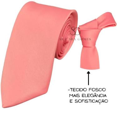 Imagem de Gravata Coral Tecido Fosco para Padrinhos e Eventos Casamento - Hero M