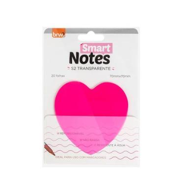 Imagem de Bloco de Notas Adesivo Coração Transparente Rosa 70x70mm 20 Folhas BRW