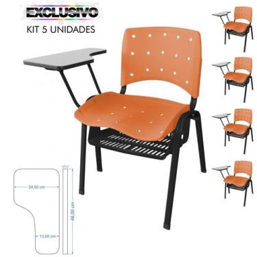 Imagem de Cadeira Universitária Plástica Laranja Anatômica Com Porta Livros 5 Un