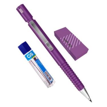 Imagem de Kit 3 Lapiseira 2.0mm  Roxa + Grafite + Borracha Spiro Roxa - CIS