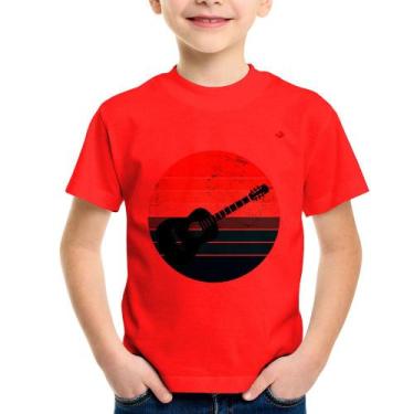 Imagem de Camiseta Infantil Violão Vintage Sunset - Foca na Moda, Vermelho, 6