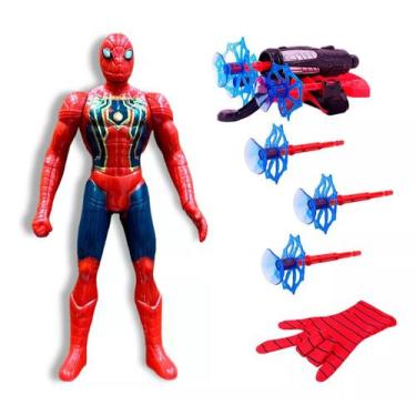 Imagem de Kit Brinquedo Boneco Homem Aranha Com Luva e Lançador e 3 Dardos - DSF