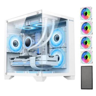 Imagem de Gabinete Gamer Branco Com 4 Fans Inclusas Para Water Cooler Rgb Tampa 