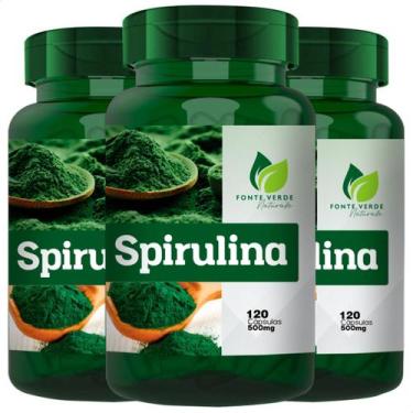 Imagem de 3 Potes Spirulina 100% Natural Kit 360 Cáps - fonte Verde