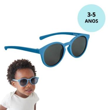 Imagem de Óculos de Sol Escuro Infantil Bebê Buba Retrô Azul Redondo Masculino M