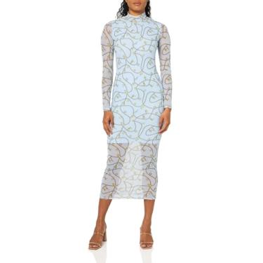 Imagem de HUGO Vestido feminino de malha de manga comprida, Correntes azuis bebê, M