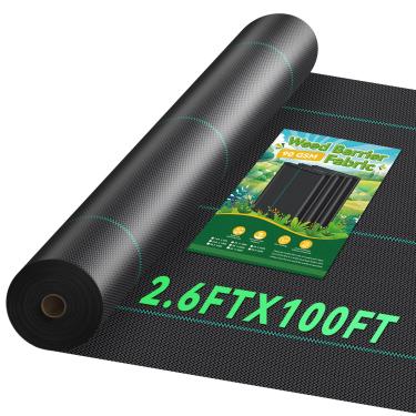 Imagem de Domusensus Tecido paisagístico de 0,8 m x 30,5 m, tecido de barreira de ervas daninhas resistente 90,7 g, tecido geotêxtil bloqueador de ervas daninhas, tapete de controle de ervas daninhas de