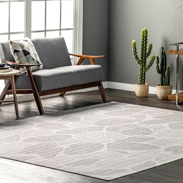 Imagem de nuLOOM Tapete de área lavável à máquina com pedras abstratas Gretta, 10,6 cm x 15,2 cm, bege