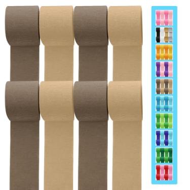 Imagem de 8 rolos de serpentina de papel crepe, 200 m, pacote com 2 cores marrom conjunto de vaporizadores de festa para decoração de festa, casamento, aniversário, chá de bebê (1,8 pol. x 2,82 pés/rolo)