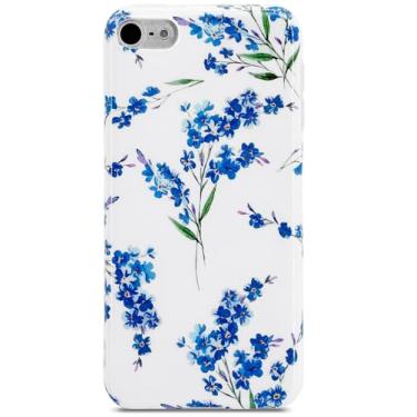 Imagem de J.west Capa para iPod Touch 7ª geração, capa para iPod Touch 6ª 5ª geração, capa protetora à prova de choque floral fina e macia com design floral de TPU para meninas e mulheres (azul)