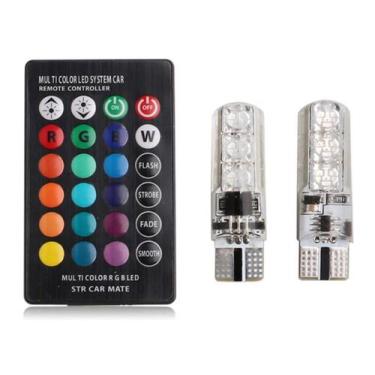 Imagem de Kit 2 Lâmpada Pingão Led Rgb 16 Cores Controle Pingo T10 - SHOPPIND MD