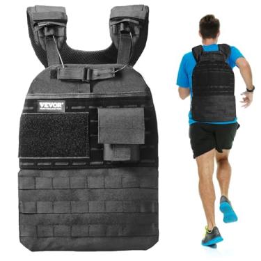 Imagem de VEVOR Colete pesado, colete de peso de 18 kg, jaqueta de peso corporal ajustável para homens e mulheres, equipamento de treino para treinamento de força e resistência, corrida, caminhada, fitness e