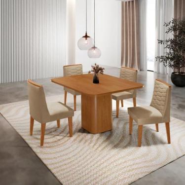 Imagem de Mesa de Jantar Eloise 90cm Tampo MDF Laminado Canto Copo com 4 Cadeira