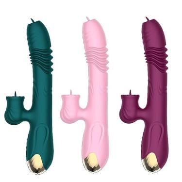 Imagem de Vibrador com Vai e Vem Estimulo Ponto G e Clitóris Língua Lord Town Recarregável em Silicone 3 em 1