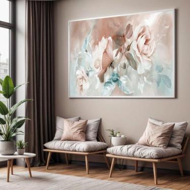 Imagem de Quadros decorativos com Moldura Sala Quarto Floral Rosa Cores Floral A