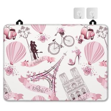 Imagem de Capas de fogão para fogão elétrico, protetor de tampa de fogão de vidro rosa da Torre Eiffel, protetor de fogão de indução espessa, tapete de cobertura de fogão de cerâmica resistente ao calor, tapete