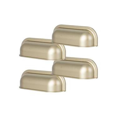 Imagem de 4 Uni Puxador Concha Quadrado Para Gaveta Armário Comoda 64mm (Dourado Fosco)