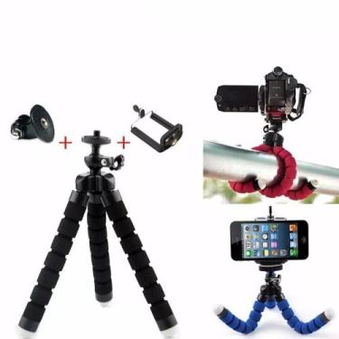 Imagem de Mini Tripé Flexível Suporte Celular de mesa colorido 23cm