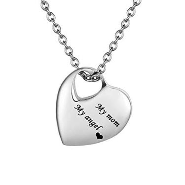 Imagem de ENO Time Pingente Hold My Heart Urna de Cremação Joias Colar Memorial de Lembrança de Cinzas (Always In My Heart, Metal