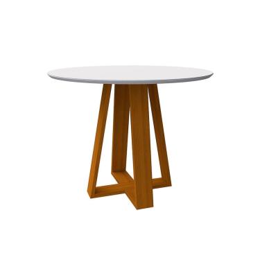 Imagem de Mesa de Jantar Redonda com Tampo de Vidro Vitoria Off White e Ype 100 cm