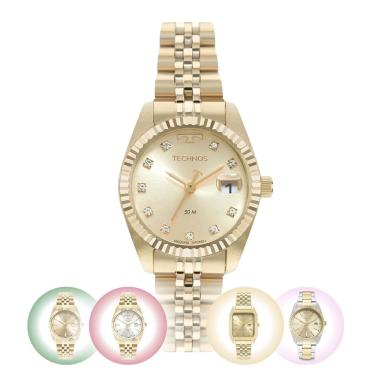Imagem de Relógio Feminino Technos Riviera Redondo Prova Dagua Aço Inóx Classico Dourado