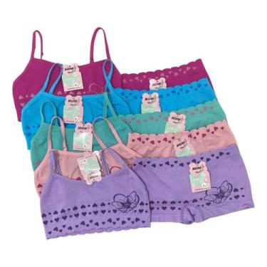 Imagem de Conjunto Menina Moça Infantil Top E Calcinha Boxer Kit 2 Pçs - conjunt