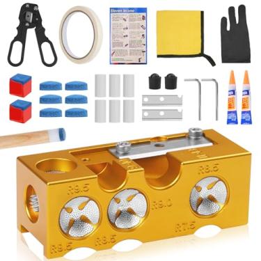 Imagem de YAKUHY Kit de substituição de pontas de taco de sinuca de liga de alumínio 11 em 1, modelador portátil de ponta de sinuca, para entusiastas de bilhar, acessórios de modelador de taco de sinuca para