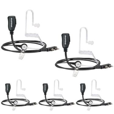 Imagem de BAOFENG Fone de ouvido Walkie Talkies com microfone tubo acústico de 2 pinos para Walkie Talkie Baofeng BF-888S UV-5R BF-F8HP PRO AR-5RM UV-21R rádio bidirecional pacote com 5