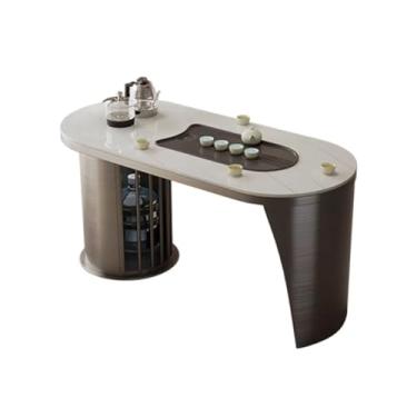 Imagem de Mesa de Chá Mesa de centro de laje de pedra Mesa de jantar Mesa de chá com armazenamento oculto Mesa de centro de varanda moderna Mesa Lateral