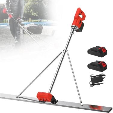 Imagem de Conjunto De Vibrador De Mesa Corete Com Placa De 5 Pés, Régua De Nivelamento De Superfície Corete Alimentada Por Bateria, Vibrador De Cimento De Placa Elétrica Recarregável, 2Xbattery, 2M