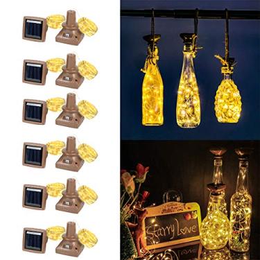 Imagem de Luzes de garrafa de vinho solar atualizadas Starry Love, 12 pacotes, 20 lâmpadas de cordas de cobre à prova d'água, adequado para casamento, Natal, férias, jardim, terraço, caminho, ao ar livre (branco quente)