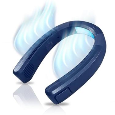 Imagem de Alphacool Ar condicionado portátil para pescoço – Dispositivo de resfriamento de pescoço e rosto com bateria recarregável – Design sem lâmina azul