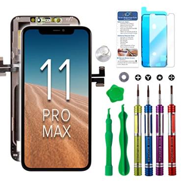 Imagem de Tela LCD de substituição compatível com iPhone 11 Pro Max 6,5 polegadas (modelo A2161, A2220, A2218) Kit de reparo de moldura digitalizadora de tela sensível ao toque 3D com ferramentas de reparo