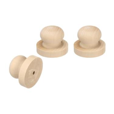Imagem de PATIKIL Alça redonda de madeira de 50 mm, 3 puxadores de madeira, suportes de carimbos, puxadores de gaveta para fazer selos, artesanato, scrapbooking, marrom