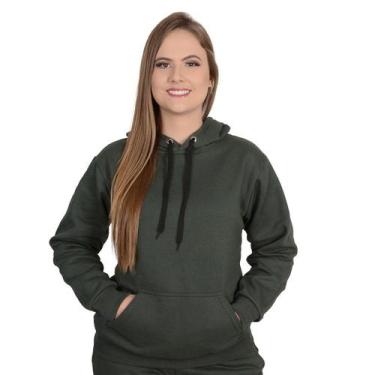 Imagem de Moletom Feminino Peluciado Com Capuz E Cordão LISO - Methodic, Verde, 