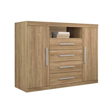 Imagem de Cômoda Havana Master 4 Gavetas Madeira Puxador Plástico Branco para Quarto Casal