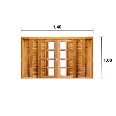 Imagem de Janela De Madeira Veneziana Padrão Imbuia 100x140cm 6 Folhas Rodam Natural