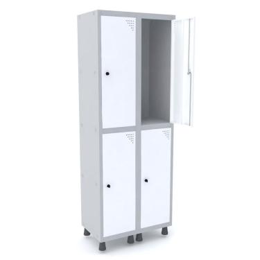 Imagem de Guarda Volume Roupeiro 4 Portas Aço Grp 502/4 Pandin Móveis Cinza/Branco