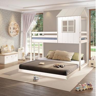 Imagem de Beliche Queen Montessoriano Cabana Family Casatema Branco-offwhite