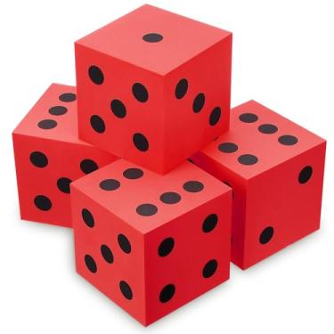 Imagem de Shappy 4 Pieces 3.5 Inch Foam Dice Cube Jumbo Dice with Number Dots Big Dice Jumbo Giant Foam Dice Large Dice for Christmas Game Math Classroom Party Favors Bag Stuffers (Red)