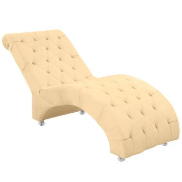 Imagem de Espreguiçadeira Recamier Divã Para Sala E Clínica Veludo Cor Bege