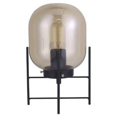 Imagem de Abajur Vidro Metal Preto Fumê
