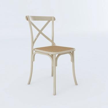 Imagem de Cadeira Jantar Cross Katrina Off White Assento Corano Bege Aço Branco