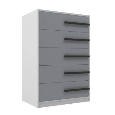 Imagem de Cômoda 5 Gavetas 60 Cm De Largura Branco Cinza